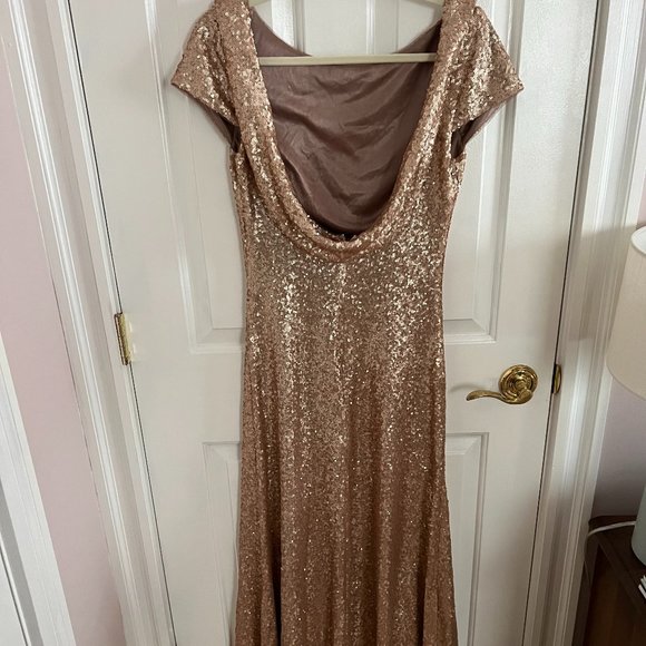 REVELRY Chloe Sequin Dress Rose Gold - SIZE 6 - Picture 3 of 8